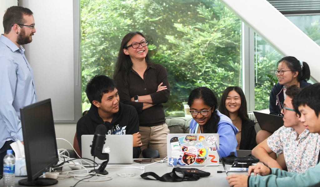 Professor Sri Kurniawan with Computational Media students